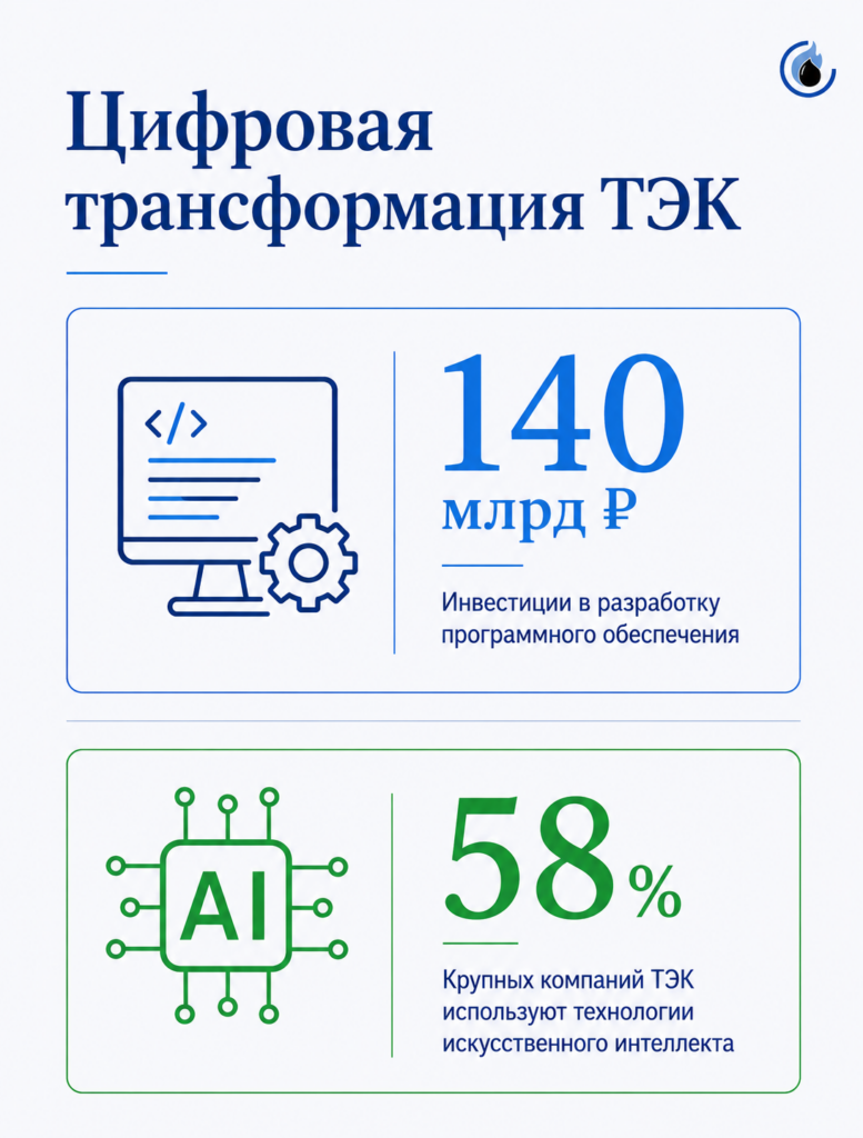 инвестиции в разработку программного обеспечения и использование искусственного интеллекта в компаниях ТЭК России