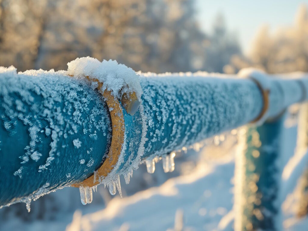 Газовая труба зимой